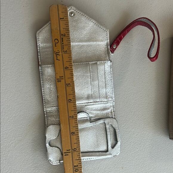 Brighton Red Patent Croc Embossed Wristlet Credit Card Holder Wallet Mini Phone - Picture 7 of 9